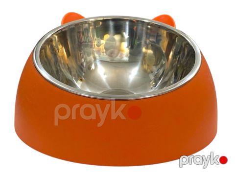 İtlər və pişiklər üçün yem qabı K-522-8-39, metal/plastik, narıncı/gümüşü — Bakı
