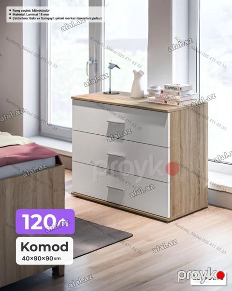 Komod – 40×90×90 sm - Minimalist dizaynlı, 4 çekmecəli komod - Ölçü — Bakı