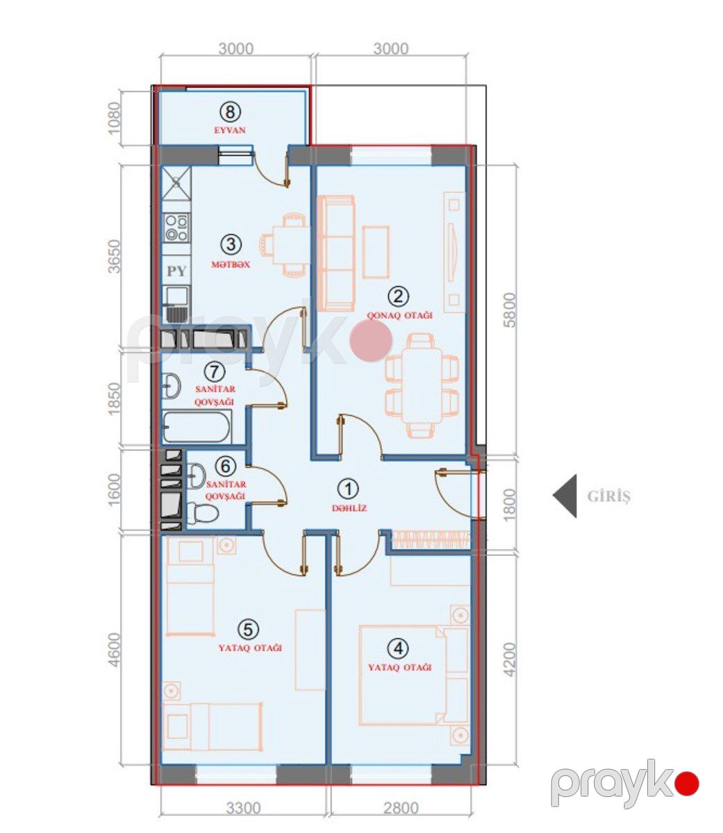 3-otaqlı yeni tikili, Hövsan qəs., 77 m² — Mənzil, Bakı (9)