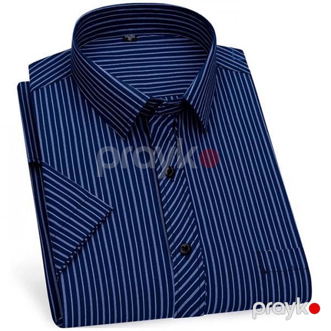 Kişilər üçün qısaqol köynək EB_1367, pambıq/viskoza, tünd göy, ölçü M — Mallar, Bakı (3)