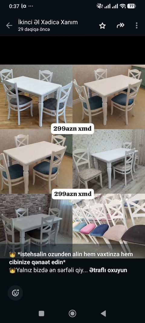 İstehsalin ozunden alin hem vaxtinza hem cibinize qənaət edin — Aişə Xanım — Tables and chairs