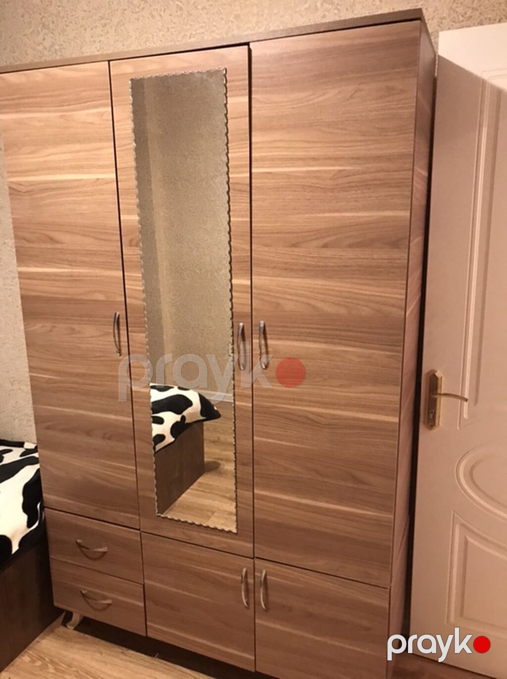 Üç qapılı paltar şkafı - Material: ağac teksturalı laminat (isti — Şkaflar, Xırdalan (6)