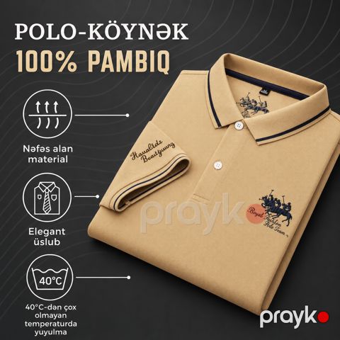 Polo kişilər üçün EB_779, qəhvəyi, pambıq, ölçü XXL — Bakı