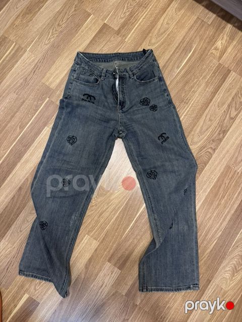 Denim şalvar - Rəng: tünd boz/solğun denim - Kəsim: düz və rahat fit — Bakı