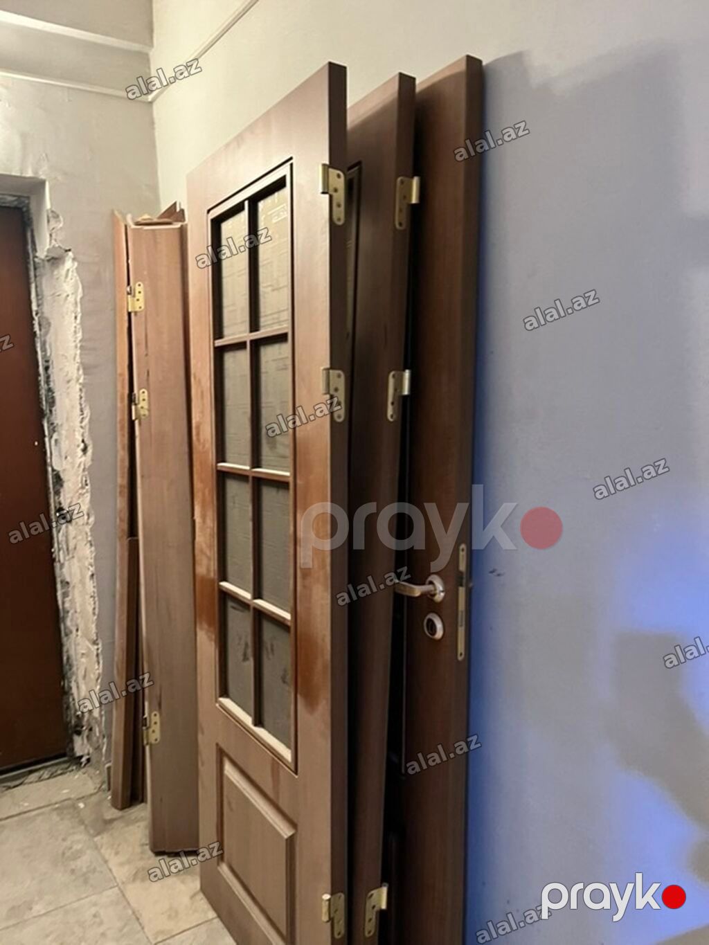 3-na Taxta iç qapılar dəsti - Material: ağac əsaslı, qəhvəyi rəngdə — Təmir və inşaat, Bakı (3)