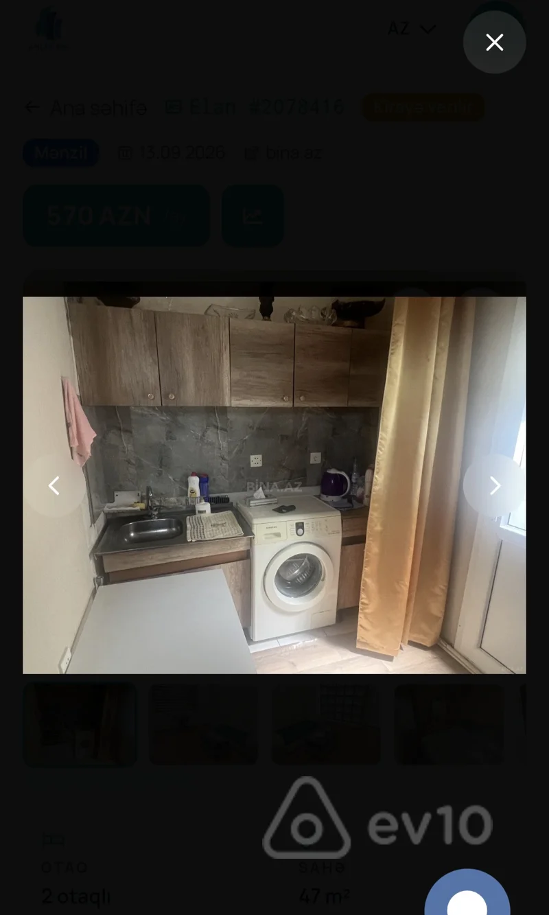 2 otaqlı mənzil, 50 m², Alı Mustafayev küçəsi 61 — kirayə — Mənzil, Bakı (5)