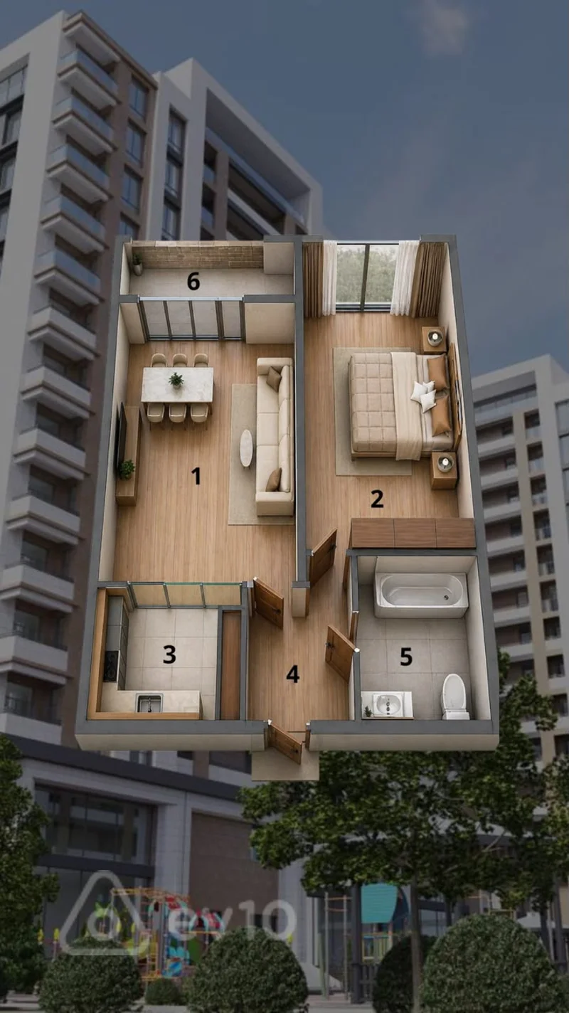 2 otaqlı mənzil, 53.4 m², Nərimanov r., Ulduz m., X.R.Ulutürk küçəsi — Mənzil, Bakı (2)