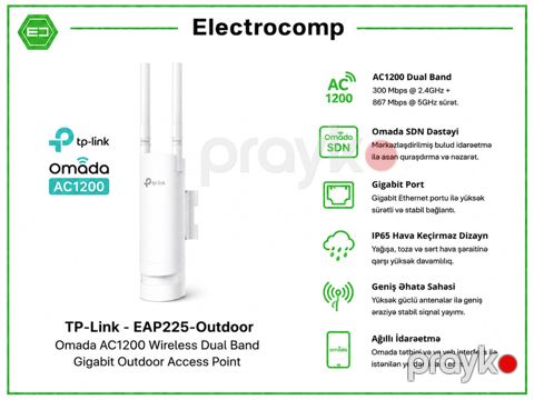 TP-Link EAP225-Outdoor - Omada AC1200 Wireless Dual Band Gigabit Outdoor Access Point — Bakı