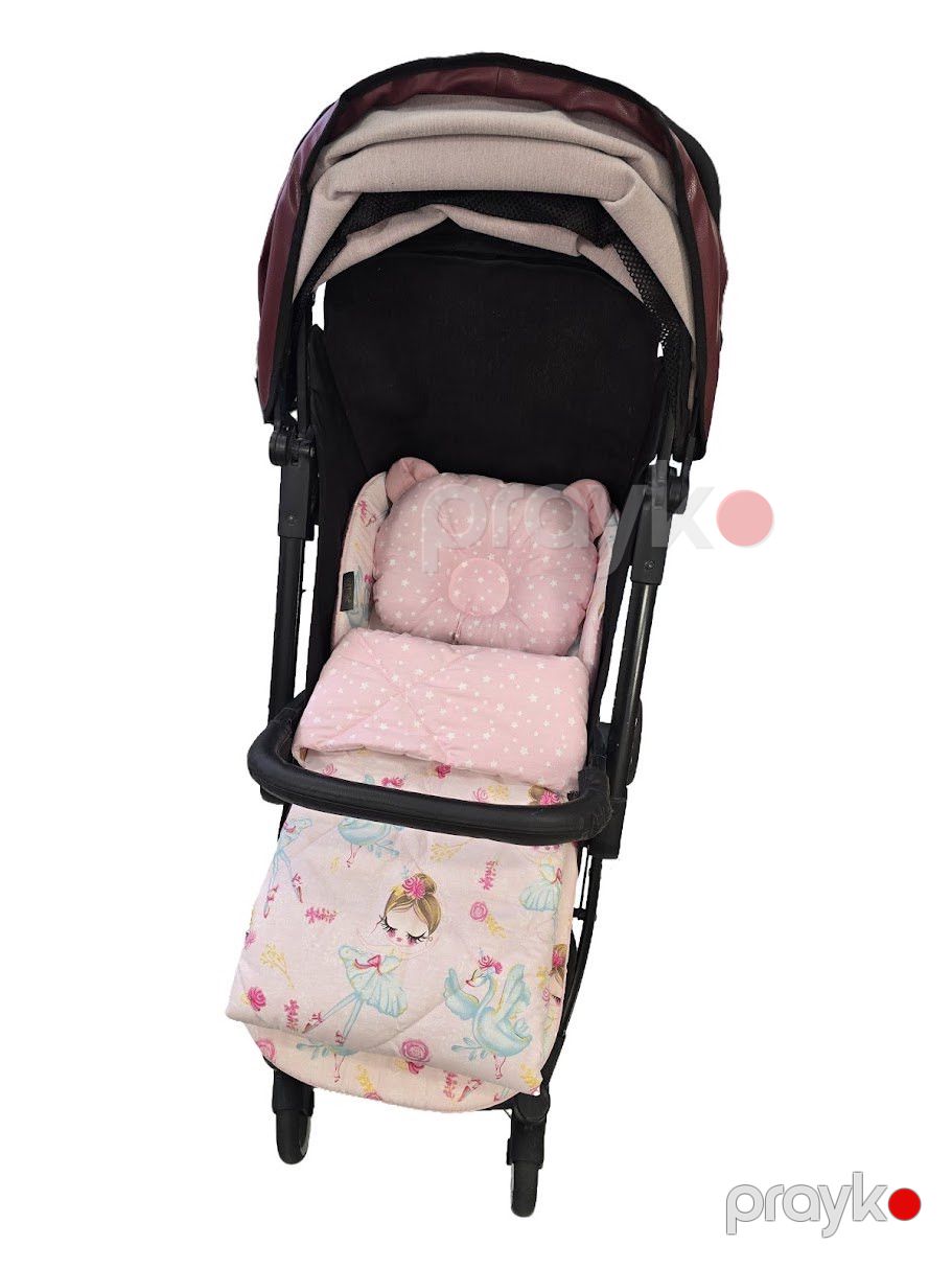 Uşaq arabası üçün dəst Softcare (döşək 78x33 sm, yorğan 65x85 sm, yastıq), pambıq, çəhrayı — Mallar, Bakı (2)