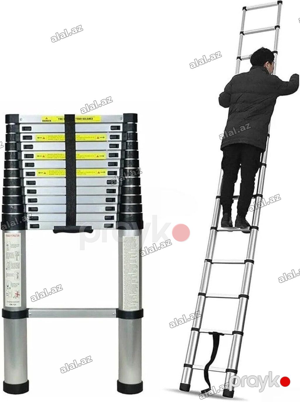 Alüminium Teleskopik Qatlanan Nərdivan 4.4 Metr (Telescopic Aluminum — Alətlər, Bakı (3)