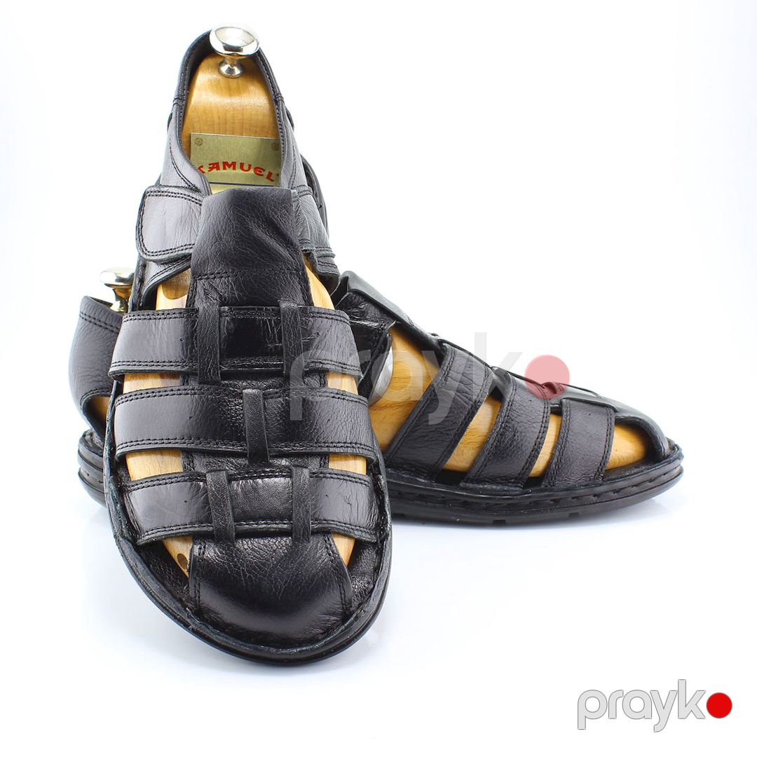 Kişilər üçün səndəllər Kamuel 2-44 02 sandal, qara, təbii dəri, ölçü 40 — Mallar, Bakı (3)