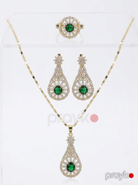 Bijuteriya dəsti Xuping Jewelry Kulonlu zəncir və sırğa və üzük Bijuteriya ərintisi Qadın üçün Qızılı 2026-7013 — Bakı