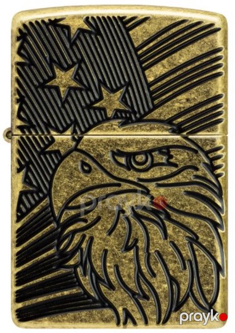 Alışqan Zippo Armor Antique Brass Eagle and Flag Design — Bakı