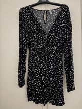 Qara rəngli, ağ xallı qadın kombinezonu (playsuit/rombber). - Uzun — Arzu Gubadzada
