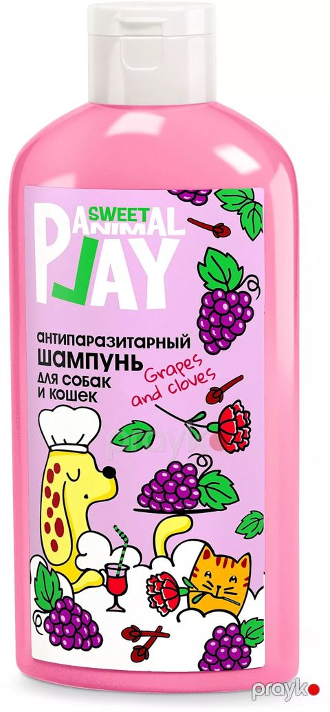 Şampun Animal Play Sweet Antiparazit Üzüm və mixək, itlər və pişiklər üçün, 300 ml — Bakı