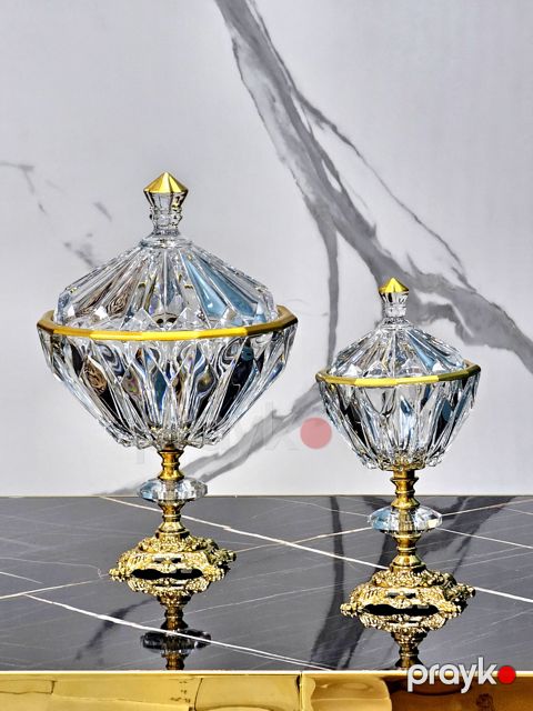 Konfet qabi dəsti CG, şüşə, şəffaf, 12/18 sm, 220 ml, 2 əd — Bakı