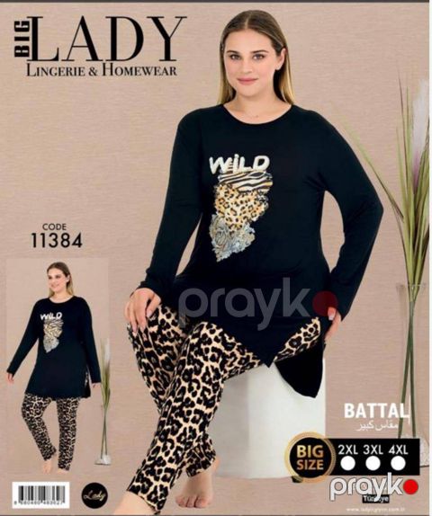 Qadınlar üçün ev geyimi dəsti Lady 11384_RB, qara, ölçü 3XL — Bakı