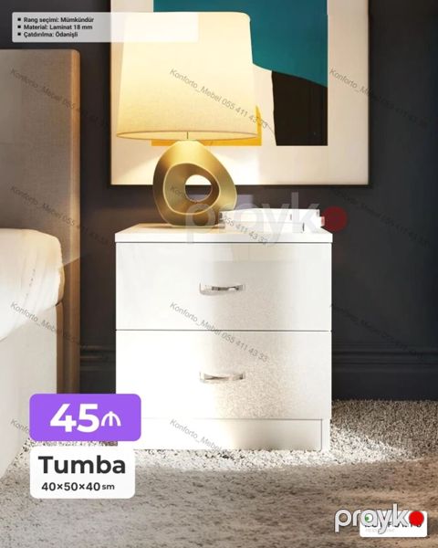 Tumba – 40×50×40 sm - 2 çekmecəli, kompakt yataq otağı tumbası — Bakı