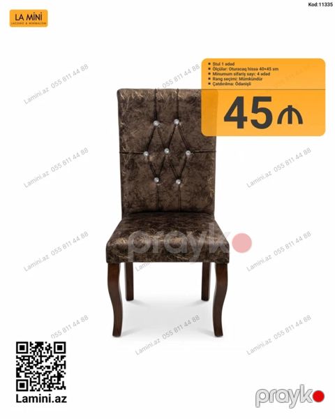 LA Mını stul - Model: Kod 11335 - Tərkib: 1 ədəd stul - Ölçü — Bakı