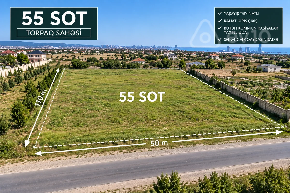 Torpaq sahəsi, 55 sot, Qarayev 36 — Torpaq, Bakı (3)