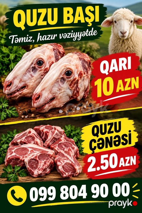 Məhsul: Quzu başı və quzu çənəsi Təsvir: - Təmizlənmiş, istifadəyə — Novxanı