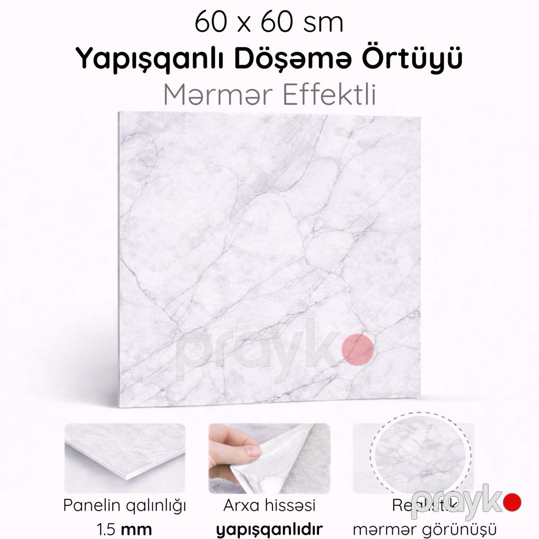 Dekorativ döşəmə örtüyü SPC88011, boz, 60x60 sm — Mallar, Bakı (3)