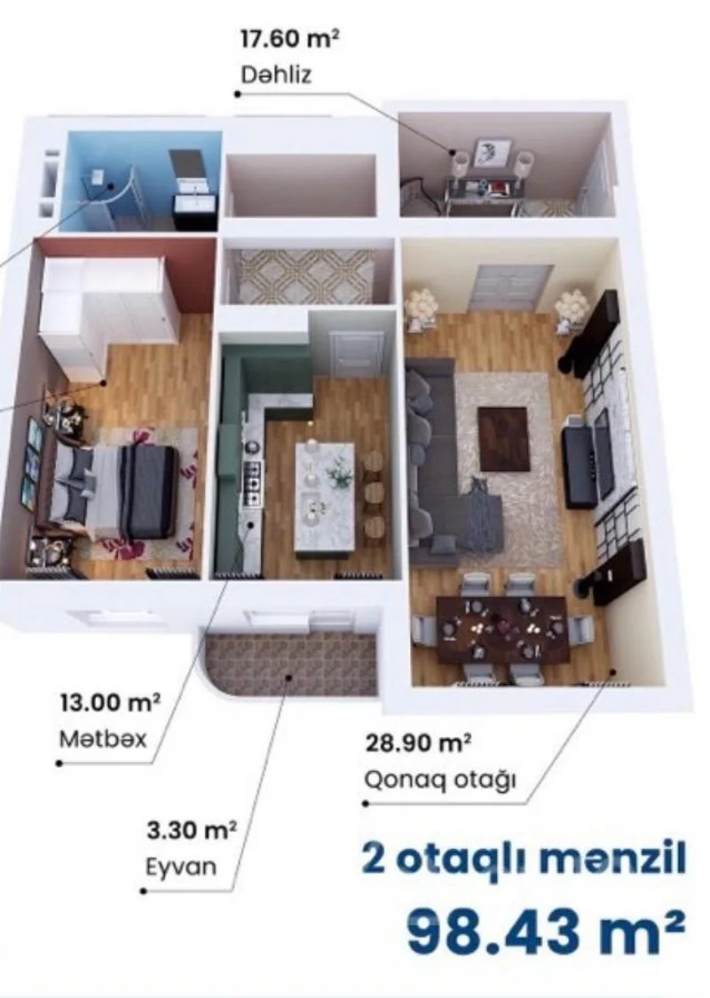 2 otaqlı mənzil, 99 m², Səməd Vurğun küçəsi — Mənzil, Bakı (3)