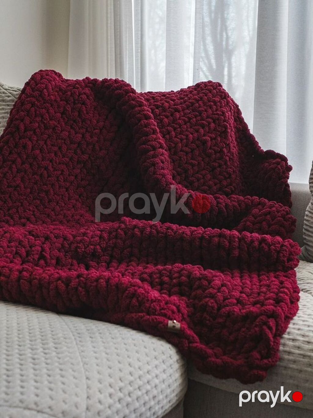 Əl toxuması qalın iplikdən plaşet/pled - Material: yumşaq — Örtüklər və çarşavlar, Bakı (4)