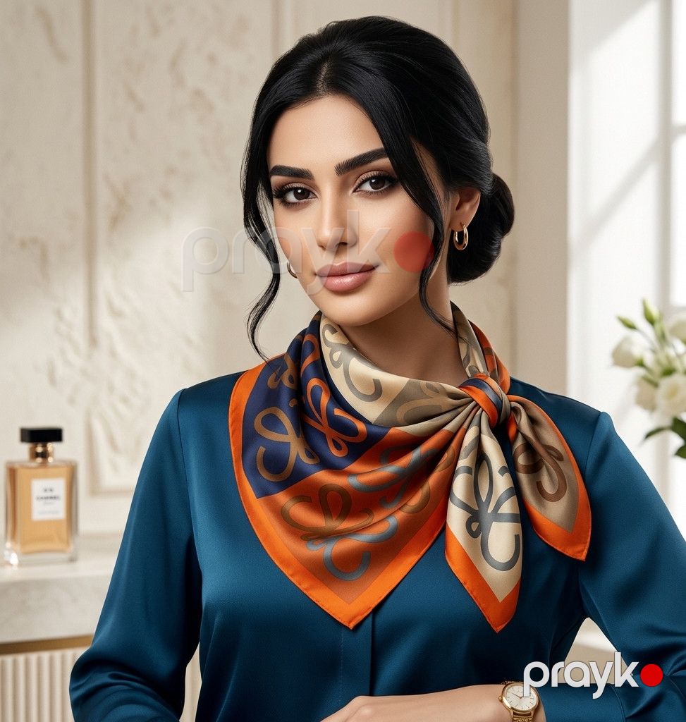 Yaylıq-bandana qadınlar üçün V071, ipək, 70x70 sm — Mallar, Bakı (2)