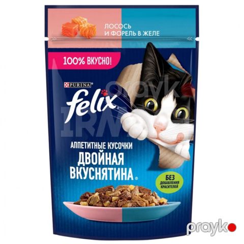 Nəm yem pişiklər üçün Felix jeledə qızıl balıq və forel ilə, 75 q — Bakı