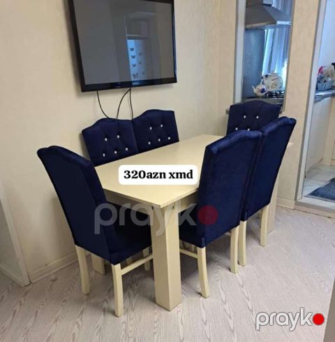 Mətbəx/nahar dəsti – 1 masa + 6 stul - Masa: düzbucaqlı forma — Mehdiabad