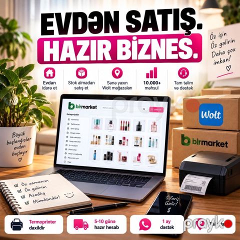 Evdən birmarket-də satış etmək istəyənlər üçün hazır biznes sistemi — Bakı