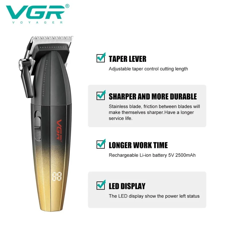 Saç kəsimi üçün cihaz VGR V-003 Black/Gold — Usturalar, trimmerler və epilyatorlar, Bakı (3)