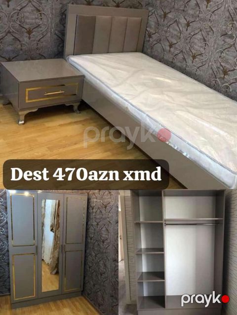 Yataq otağı mebel dəsti Tərkib: - Tək nəfərlik çarpayı (yumşaq — Bakı