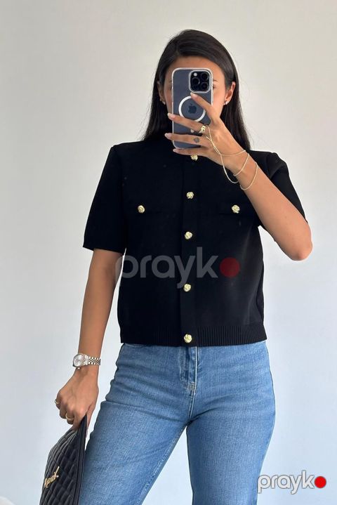 Qısaqol bluz, Qara, Trikotaj, ölçü One size — Bakı
