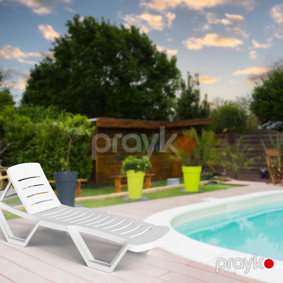 Bağ üçün şezlonq Florya Garden, plastik, dəmir ayaq və çərçivə, ağ - Florya Garden 005 — Mallar, Bakı (2)