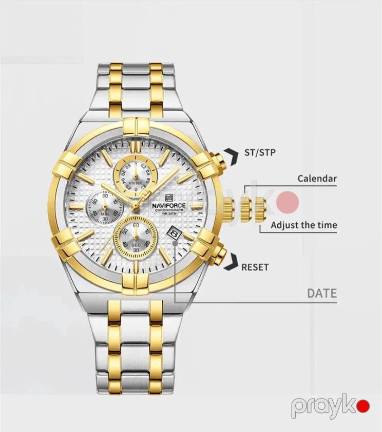 Kişi qol saatı NaviForce 2673 Silver/White — Mallar, Bakı (3)