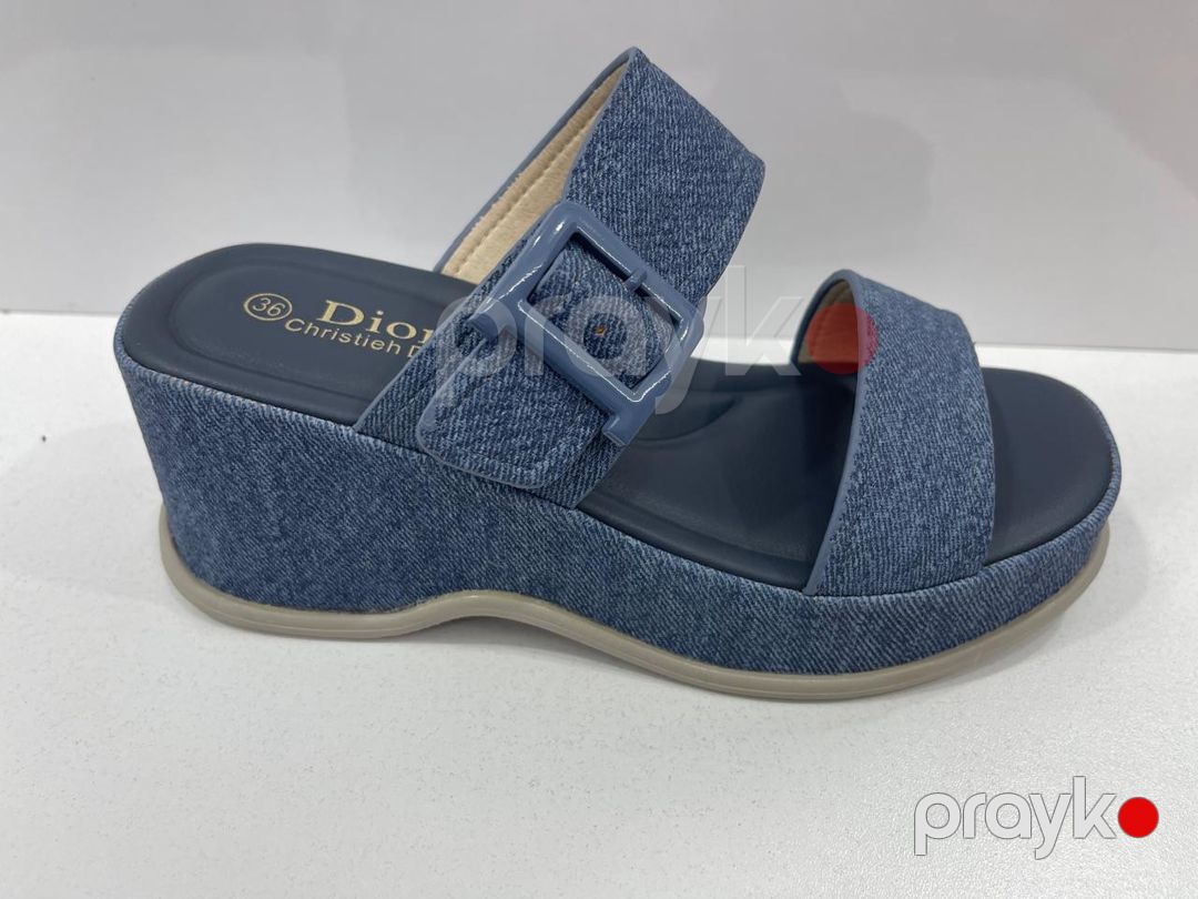 Qadınlar üçün sabo Dion Jean, göy, atlas/təbii dəri, ölçü 36 — Mallar, Bakı (2)