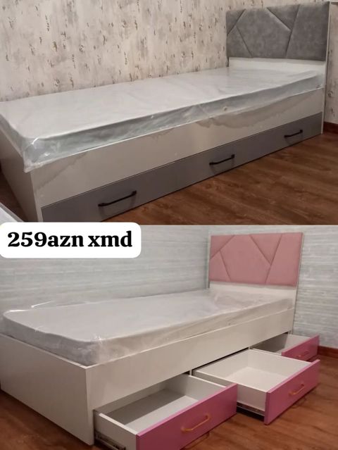 Tək nəfərlik çarpayı – alt hissədə 3 ədəd geniş çekmece ilə. - Rəng — Çarpayılar