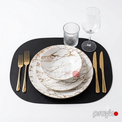 Boşqab dəsti 2517274, keramika, ağ/qızılı, 6 əd — Bakı
