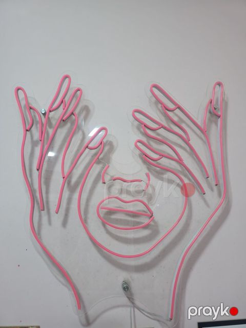 Neon LED divar işığı – “Üz və əllər” minimalist xətt art dizayn. ölçü — Bakı