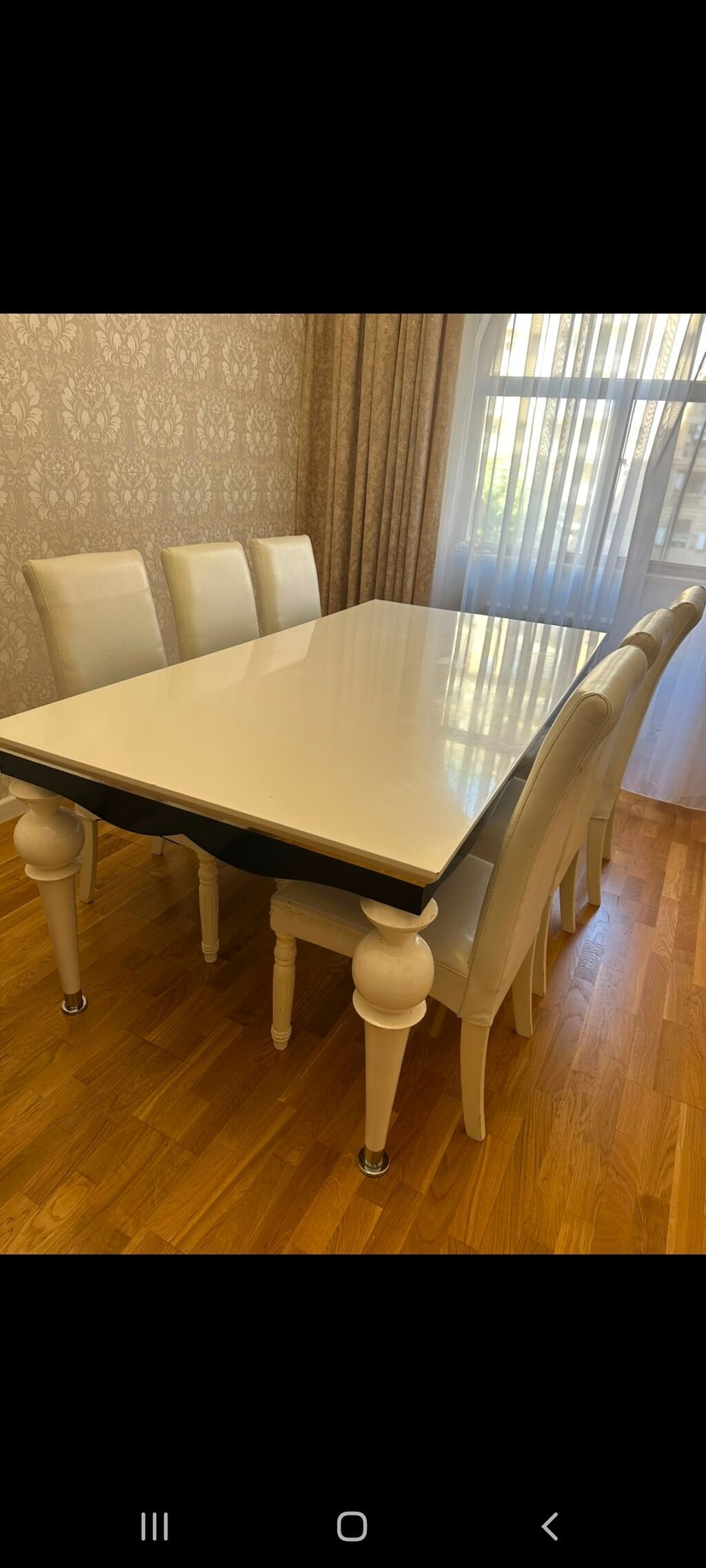 Qonaq otağı üçün, İşlənmiş, Dördbucaq masa, 6 stul — Masalar və stullar, Bakı