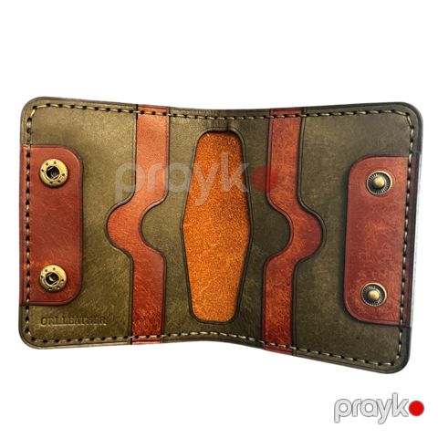 Pul kisəsi OL-3594, dəri, yaşıl/qəhvəyi, 9.1x10.8 sm — Bakı
