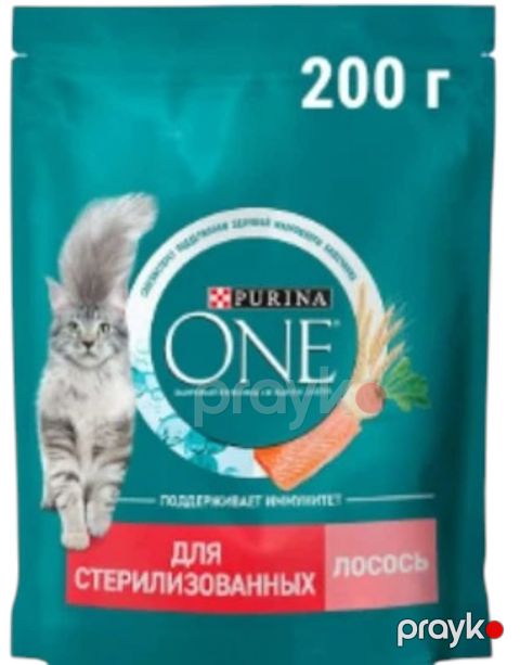 Quru yem Purina One Sterilized sterilizə olunmuş pişiklər üçün, 1+ yaş qızılbalıq və buğda ilə, 200 q — Bakı