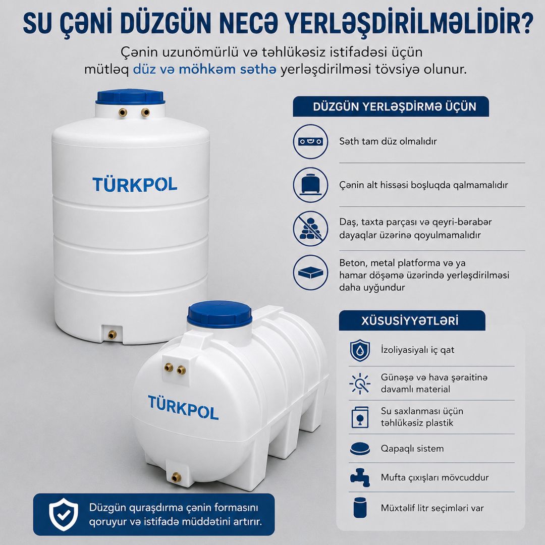 Su çəni Türkpol, plastik, oval-silindrik, 84x78x130 sm, 500 l — Mallar, Bakı (3)