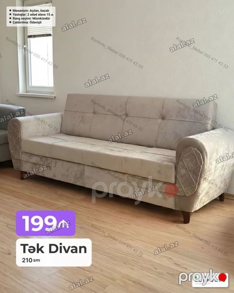 Tək divan – 210 sm - Açılan, bazalı mexanizm: oturma hissəsi rahat — Bakı