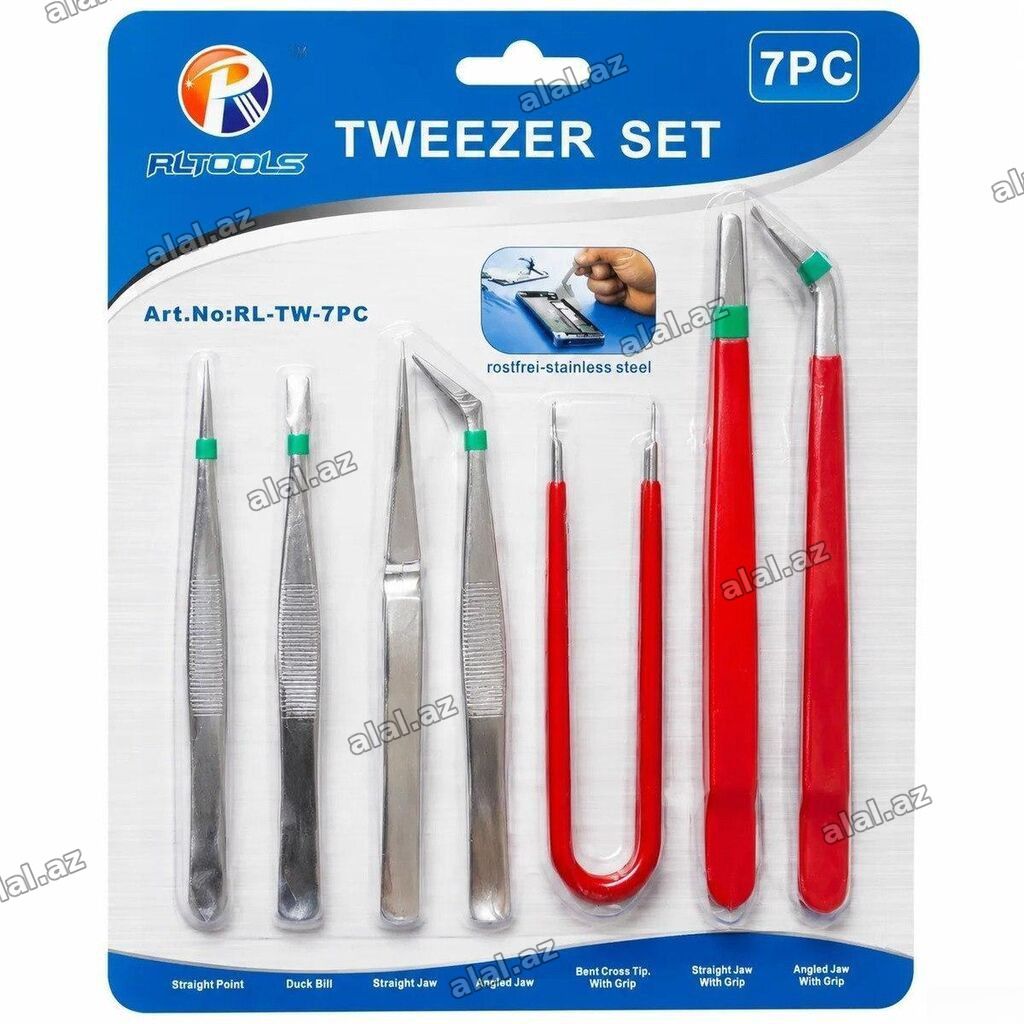 Pinset nabor 7-li Pinset nabor 7-li 7 Parça Peşəkar Pinset Dəsti – 7 — Alətlər, Bakı (3)