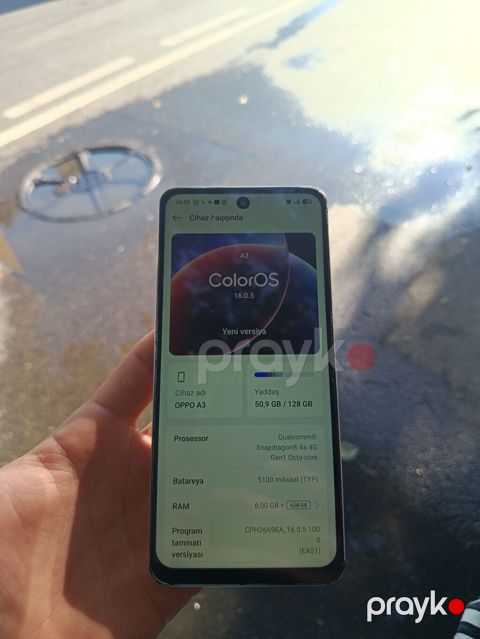 Oppo A3, 128 GB, rəng - Ağ, Barmaq izi — Bakı
