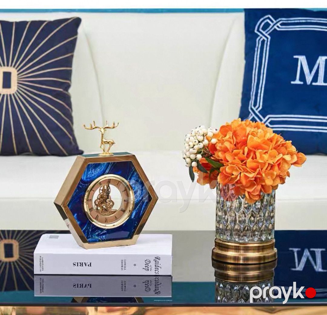 Qızılı metal sarkaçlı masa saatı. 838rj_38j — Mallar, Bakı (2)