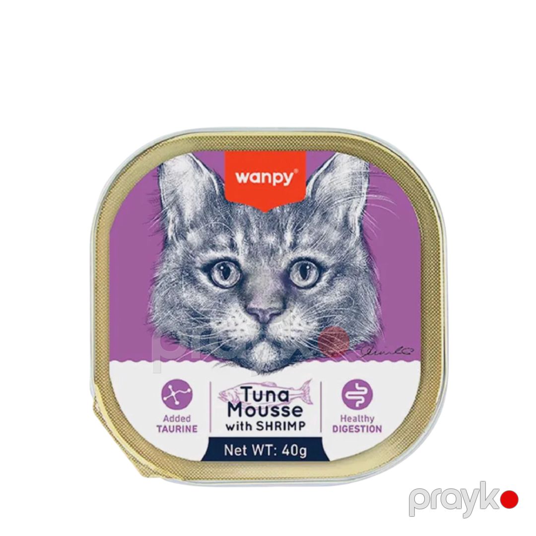 Pişiklər üçün nəm yem Wanpy Tuna Mousse karides ilə, 40 q — Mallar, Bakı
